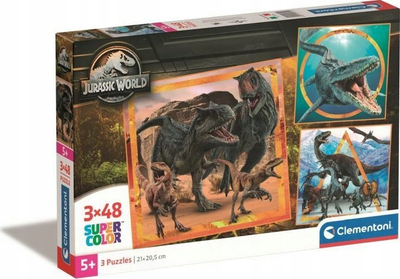 Puzzle Clementoni Jurassic World, 144 copë, set me 3, shumëngjyrësh