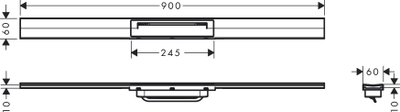 Kanal dushi Hansgrohe RainDrain Flex 900mm, i shkurtueshëm, çelik inox, ngjyrë PGO