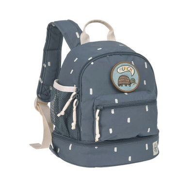 Shpinë për fëmijë Lässig Mini Backpack Happy Prints, ndarje e poshtme me zinxhir, motiv kafshe, blu e errët