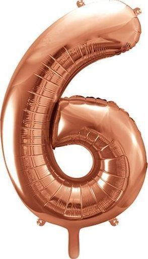 Balon folie PartyDeco numri 6, 86 cm, rose gold