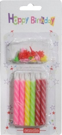 Qirinj ditlindje Colorful Birthday Candles, 12 copë, shumëngjyrësh