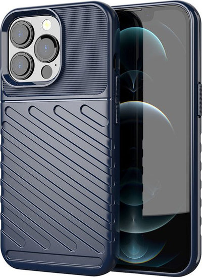 Kuti mbrojtëse Thunder Case Flexible për iPhone 13 Pro, TPU, antishok, blu e errët