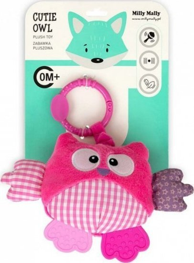 Lodër pelushi për varje Milly Mally Pink Owl, me dridhje, me fishkëllimë, rozë