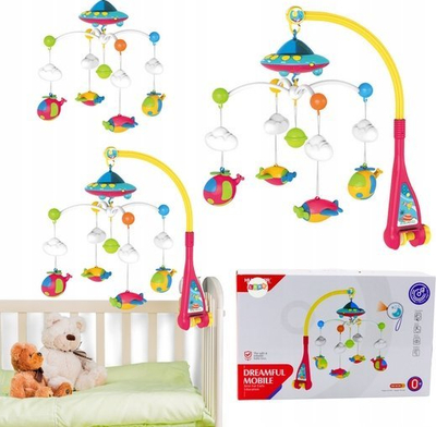 Karusel krevati për bebe Ufo Planes, projektor me drita, 108 melodi, shumëngjyrësh