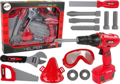 Set veglash lodër LeanToys Little Handyman, me stërvitje sharrë maskë dhe syze, shumëngjyrësh