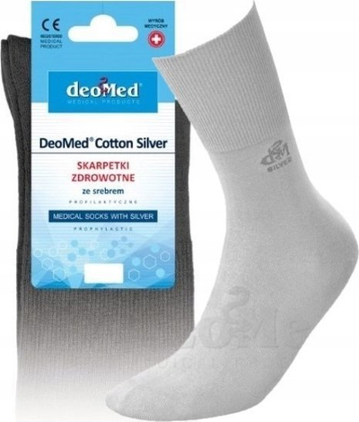 Медицински чорапи DeoMed Cotton Silver, сребрени јони, големина 35-38, светло сиви