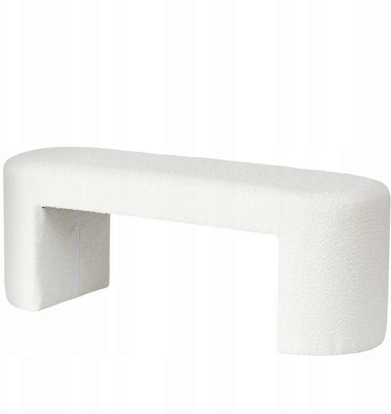 Puf i tapicuar Boltze SOLIN, MDF, 118x38x42 cm, i bardhë