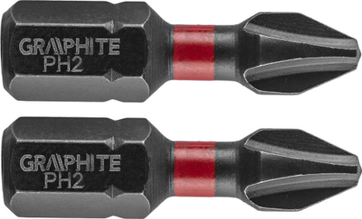 Bit goditës GRAPHITE PH2, 25mm, set 2 copë