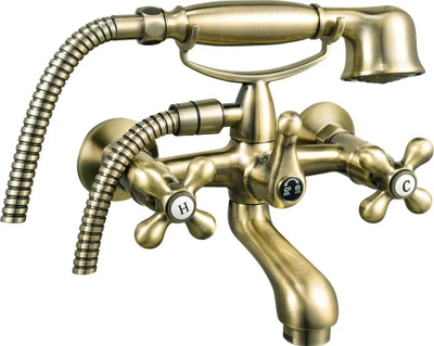 Bateri vaska murale Vanov Novaservis Ferro Antica BAI11BR, me set dushi, 150 mm, bronzi