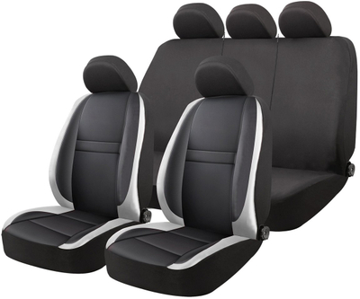 Mbulesa sedilesh makine WALSER Comfort Line, set universal 9 copë, poliester, e zezë me gri