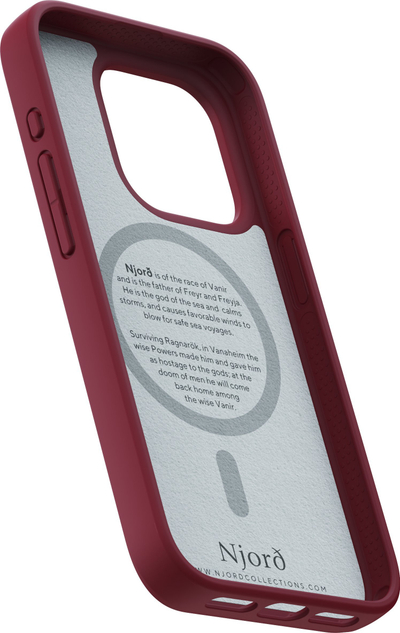 Mbulesë Njord Suede MagSafe për iPhone 15 Pro, lëkurë suede, e kuqe