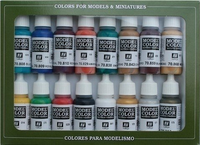 Set bojrash Vallejo Model Color Medieval, 16 ngjyra, për miniatura