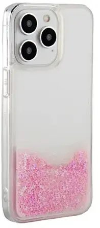 Mbulesë silikoni iLike për iPhone 15 Pro, efekt ujë me shkëlqim, rozë