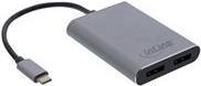 Adapter video InLine USB Type C në 2x DisplayPort, Dual Display, 4K, gri