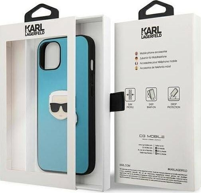 Maskë mbrojtëse Karl Lagerfeld KLHCP13SPKMB, për iPhone 13 mini 5.4", lëkurë eco, blu