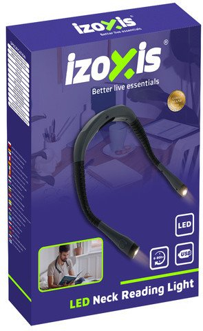 Dritë leximi për qafë Izoxis 25675, LED, rikarikueshme USB C, gri