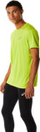 Bluzë vrapimi Asics Core për burra, thahet shpejt, me mëngë të shkurtra, jeshile neon