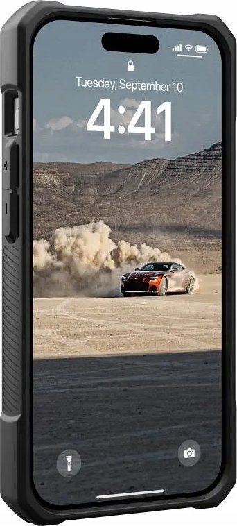 Kllëf telefoni UAG Monarch për iPhone 15 Pro, mbrojtje e fortë, dizajn karbon fiber, blu me të zezë