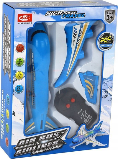 Avion lodër me komandë Leantoys Airplane, me drita LED, për kalamaj 3+, blu