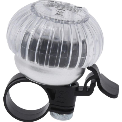 Kambanë biçiklete Premium Parts, me dritë LED me shumë ngjyra, 6x6x4.8 cm, transparente