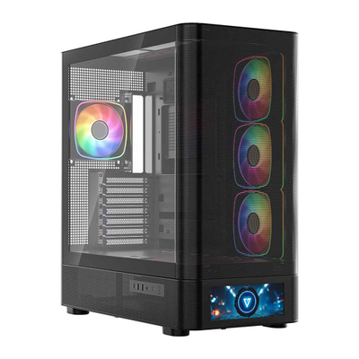 Kasi gaming Modecom Volcano AQ500 ARGB, MIDI tower, ekran LCD, i zi