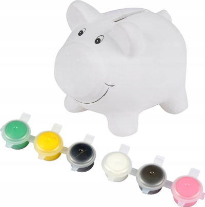 Kuti kursimi Homea Money Box, qeramike për lyerje me bojë, me 6 ngjyra, e bardhë