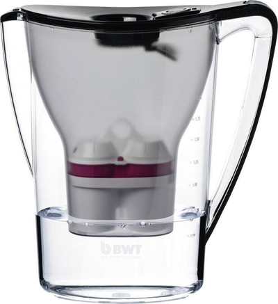Karafë filtrimi uji BWT Aqualizer Home, 2.7L, sistem tregues patronash, transparente me kapak të zi