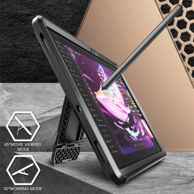 Капак за таблет SUPCASE UB Pro за Galaxy Tab S10 FE 10.9", со заштита за екран, со потпирач, црн