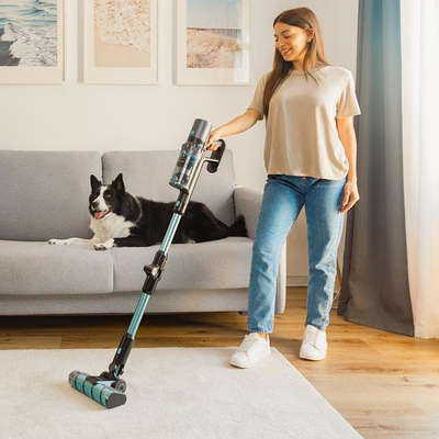 Fshesë me bateri Cecotec Rockstar 3500 Storm Flex Animal Conga, 70 min, 33.6W, blu e zezë