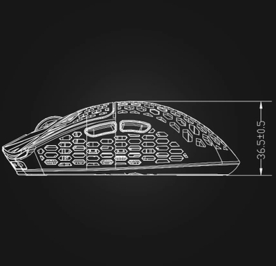 Maus gaming Vancer Akitsu Carbon Fiber, pa kabllo, 38 g, i zi