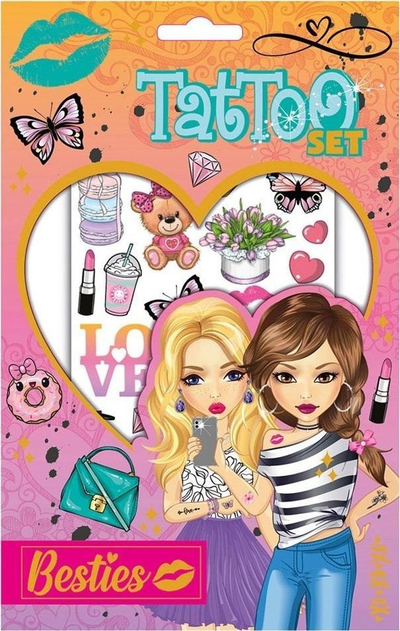 Set tatuazhesh ngjitës Besties Tattoo Set, 2 fletë, shumëngjyrësh