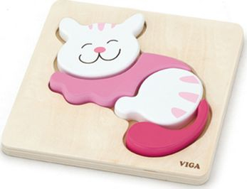 Puzzle druri për bebe Viga 59930, mace, shumëngjyrësh