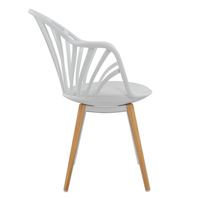 Karrige Anais me këmbë druri 60×61×85,5 cm (HM8049.01), bardhë