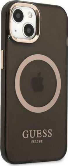 Mbështjellës telefoni Guess GUHMP13MHTCMK, për iPhone 13 6.1", MagSafe, i zi transparent