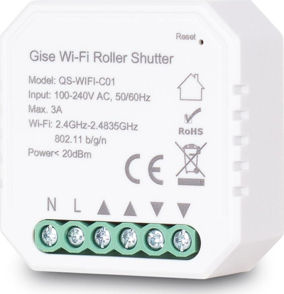 Modul për roleta Gise Smart Roller Shutter Controller Rollout, Tuya, WiFi, i bardhë
