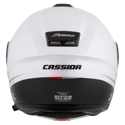 Helmeta moto CASSIDA Modulo 2.1 Compass, touring flip up, Pinlock ready, e bardhë perlë e zezë e kuqe argjend