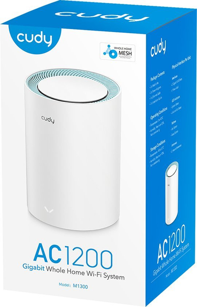 Sistem Mesh Wi‑Fi Cudy M1300, dual band 2.4 GHz 5 GHz, 1 njësi, i bardhë