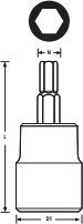 Prizë gjashtëkëndore Mandrel Stanley Allen Hex, 1/2", H4 x 55mm
