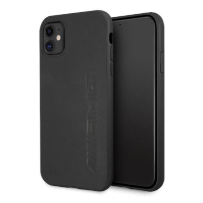 Mbulesë telefoni Mercedes AMG me lëkurë, e stampuar me nxehtësi, për iPhone 11, 6.1", e zezë