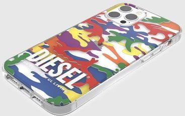 Mbulesë telefoni Diesel Clear Case Pride Camo AOP, për iPhone 12 Pro Max, transparente shumëngjyrëshe