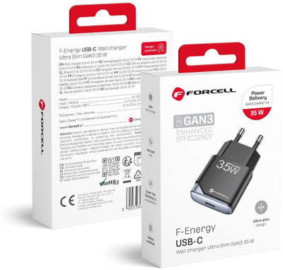 Karikues muri Forcell F-Energy Ultra Slim GaN III, USB C PD QC4.0 35W, i zi
