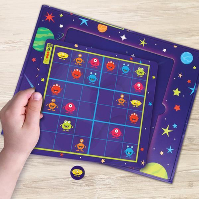 Loja me tabela sudoku Magnetic Space Sudoku nga Learning Resources, magnetike, 72 puzzle, shumëngjyrëshe