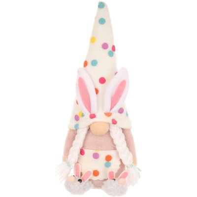 Figurë dekori Saska Gift and Decor Gnome Dwarf Bunny, 25 cm, pranverë Pashkë, shumëngjyrëshe