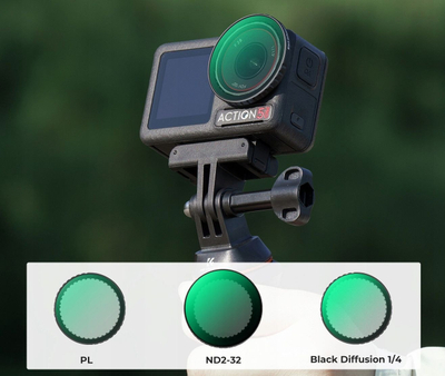Set filtrash K&amp;F Concept 3 në 1 për DJI Osmo Action 3 4 5 Pro, PL ND2 32 Black Diffusion 1/4, i zi