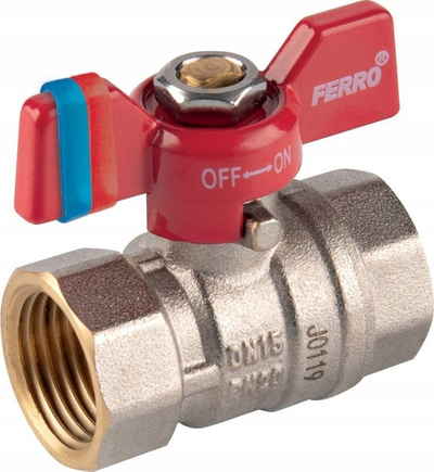 Valvul sferike Ferro F-COMFORT DN25, 1", dorezë fluture, bronz