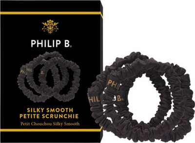 Set elastikë flokësh Philip B Petite Black, 3 copë, të zinj