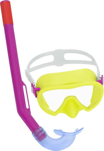 Set maskë noti me snorkel Bestway 24036, për kalamaj 3+, xham polikarbonat, shumëngjyrësh