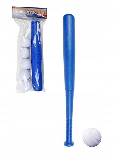 Set lodër bejsbolli Baseball Game 3226, 1 shkop, 5 topa, blu