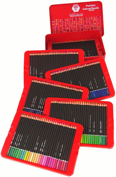 Set lapsa me ngjyra Lean Toys, 180 copa, kuti metalike, e kuqe