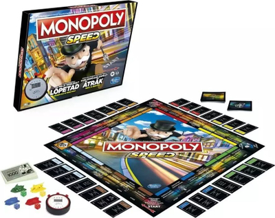 Lojë tavoline Hasbro Monopoly Speed, version i shpejtë, 7+, shumëngjyrëshe